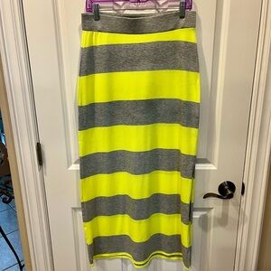 Women’s SZ S THE LIMITED Heather Gray and Yellow Striped Pull On Maxi Skirt